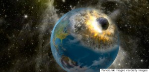 Earth being hit by a planet killing meteorite