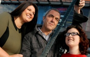 Cinemagic plays host to many top film makers and stars.  Here two students with James Nesbitt