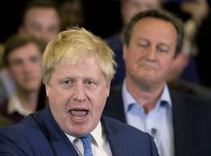 Boris Johnston mouthing off. What is David Cameron thinking in the background?