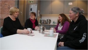 Geraldine Burns,Sharon Reid, Kate Burns and Cecilia Milburn pictured at CLIC Sargent's Amy's House in College Gardens Belfast Picture by Hugh Russell