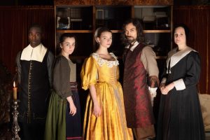 WARNING: Embargoed for publication until 00:00:01 on 28/11/2017 - Programme Name: The Miniaturist - TX: n/a - Episode: n/a (No. 1) - Picture Shows: *STRICTLY NOT FOR PUBLICATION UNTIL 00:01HRS, TUESDAY 28TH NOVEMBER, 2017* Otto (PAAPA ESSIEDU), Cornelia (HAYLEY SQUIRES), Nella Brandt (ANYA TAYLOR-JOY), Johannes Brandt (ALEX HASSELL), Marin Brandt (ROMOLA GARAI) - (C) The Forge - Photographer: Laurence Cendrowicz