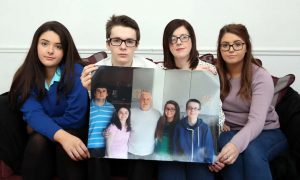 Siobhan McLaughlin (second right) with her three of her four children – Rebecca, Billy and Lisa. Photograph: Paul McErlane for the Guardian