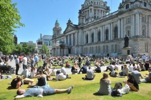 Basking in the City Hall grounds